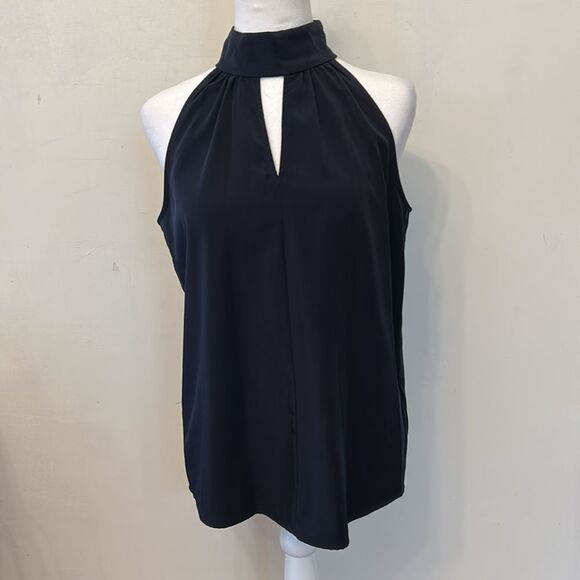 S&D Diya Halter Navy Split Back Blouse Size S New - Picture 2 of 11